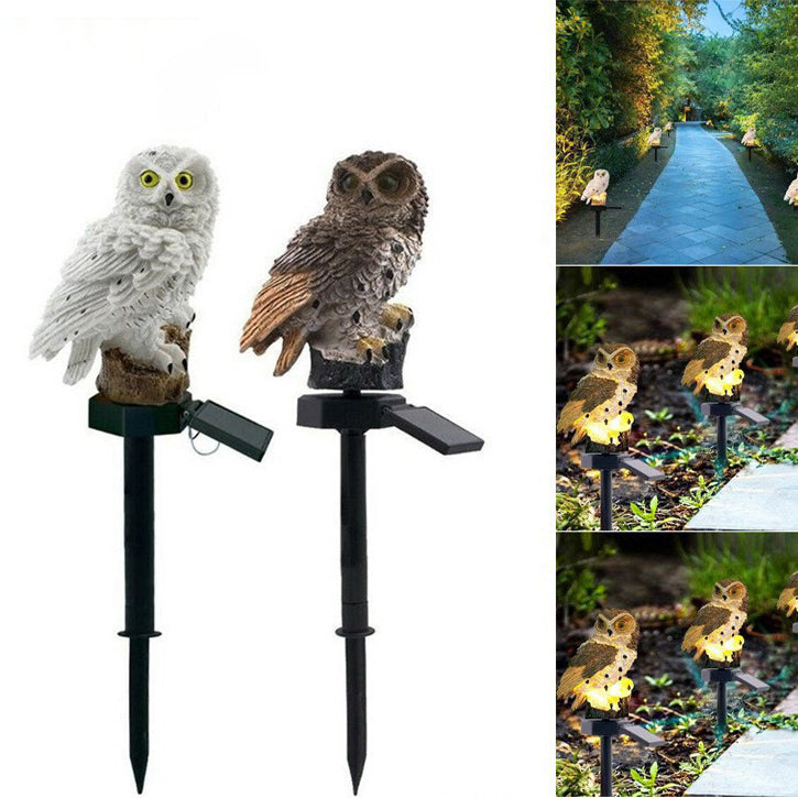 Contemporary Creative Solar Waterproof Owl Resin LED Outdoor Light For Patio