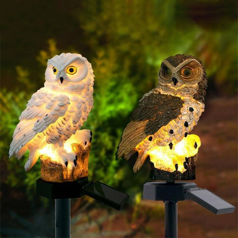 Contemporary Creative Solar Waterproof Owl Resin LED Outdoor Light For Patio