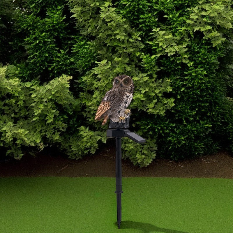 Contemporary Creative Solar Waterproof Owl Resin LED Outdoor Light For Patio