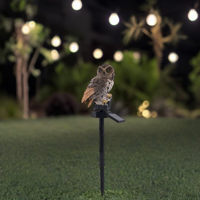 Contemporary Creative Solar Waterproof Owl Resin LED Outdoor Light For Patio