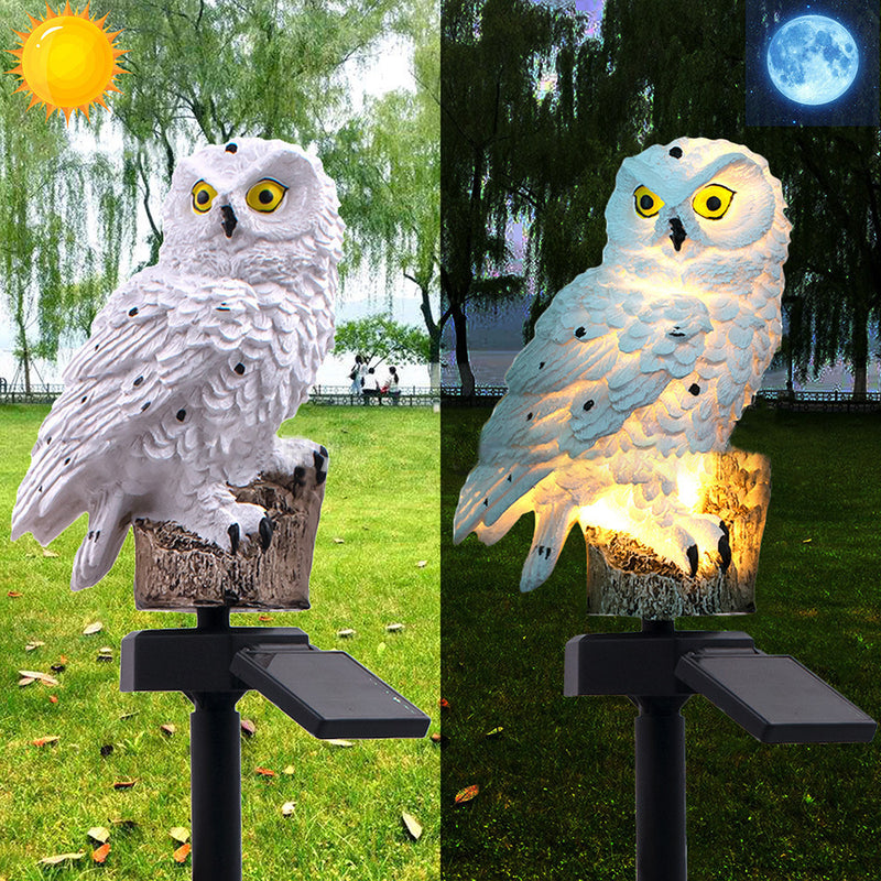 Contemporary Creative Solar Waterproof Owl Resin LED Outdoor Light For Patio