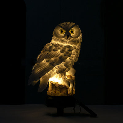 Contemporary Creative Solar Waterproof Owl Resin LED Outdoor Light For Patio