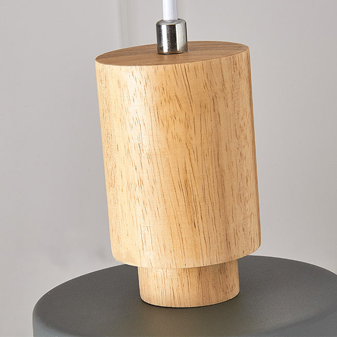 Moderne skandinavische Macaron-Pendelleuchte aus Eisen und Massivholz in runder Zylinderform, 1-flammig, für das Schlafzimmer 