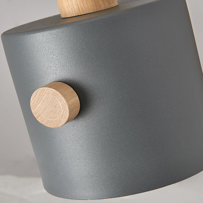 Moderne skandinavische Macaron-Pendelleuchte aus Eisen und Massivholz in runder Zylinderform, 1-flammig, für das Schlafzimmer 