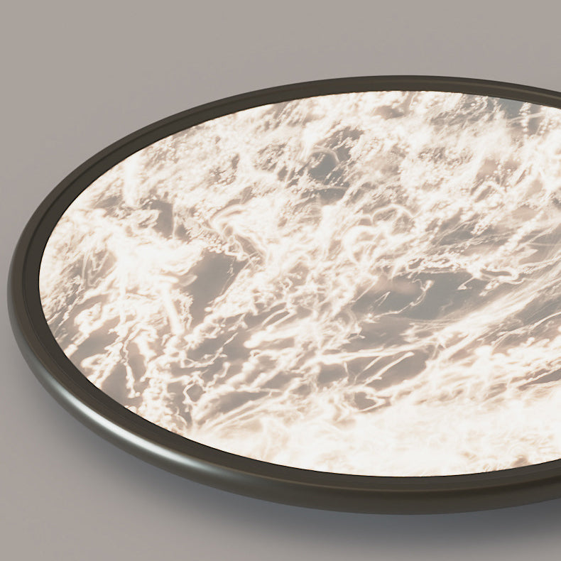 Modern Minimalist Moon Round Dome Aluminum Iron Acrylic LED Flush Mount Ceiling Light For Bedroom