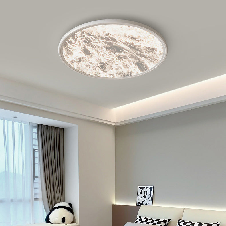 Modern Minimalist Moon Round Dome Aluminum Iron Acrylic LED Flush Mount Ceiling Light For Bedroom