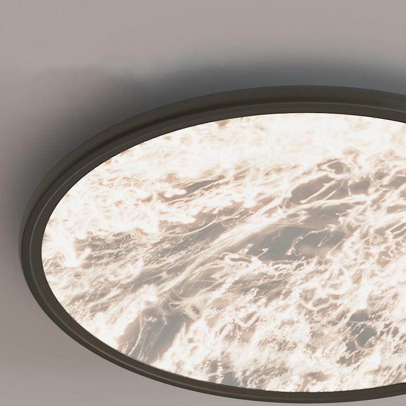 Modern Minimalist Moon Round Dome Aluminum Iron Acrylic LED Flush Mount Ceiling Light For Bedroom