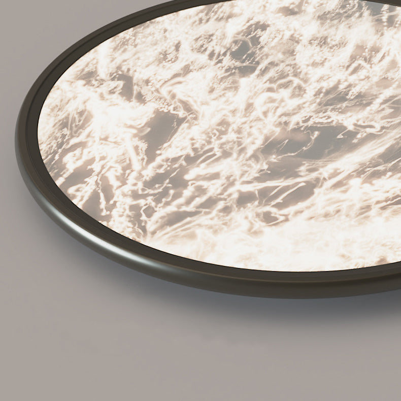 Modern Minimalist Moon Round Dome Aluminum Iron Acrylic LED Flush Mount Ceiling Light For Bedroom
