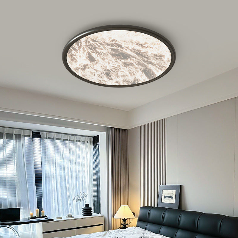 Modern Minimalist Moon Round Dome Aluminum Iron Acrylic LED Flush Mount Ceiling Light For Bedroom