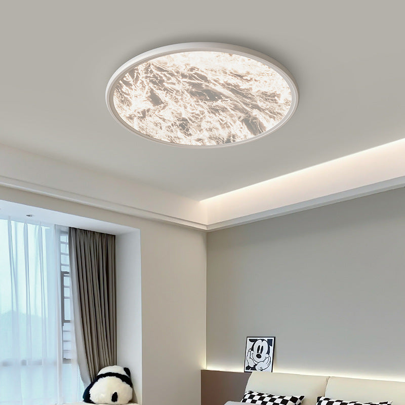 Modern Minimalist Moon Round Dome Aluminum Iron Acrylic LED Flush Mount Ceiling Light For Bedroom