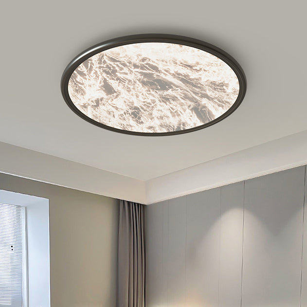 Modern Minimalist Moon Round Dome Aluminum Iron Acrylic LED Flush Mount Ceiling Light For Bedroom