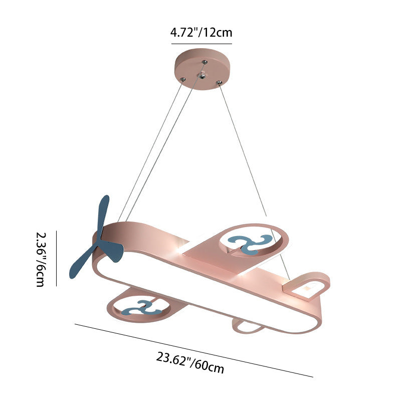 Contemporary Creative Cartoon Kids Airplane Shape Iron Acrylic LED Chandelier For Bedroom