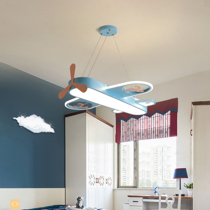 Lustre LED en fer et acrylique en forme d'avion pour enfants créatif contemporain pour chambre 