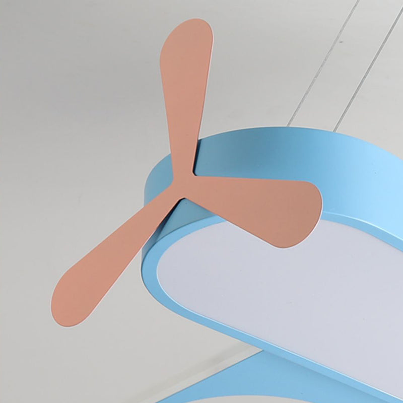 Contemporary Creative Cartoon Kids Airplane Shape Iron Acrylic LED Chandelier For Bedroom