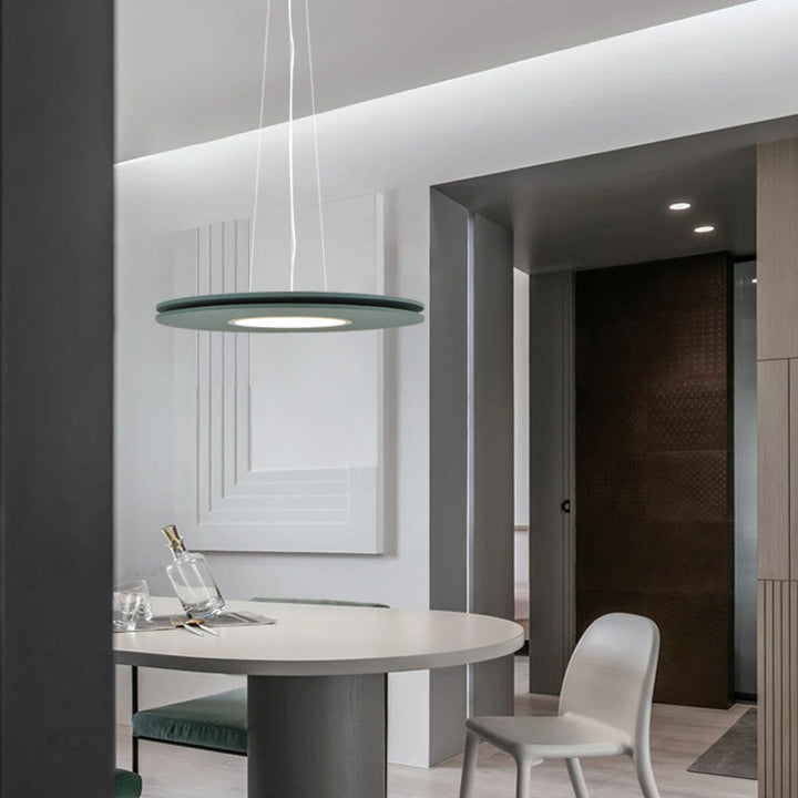 Lustre LED en feutre de fer rond scandinave contemporain pour salle à manger 