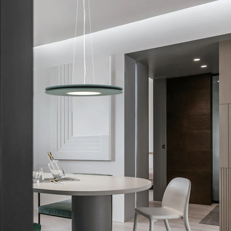 Contemporary Scandinavian Round Iron Felt LED Chandelier For Dining Room