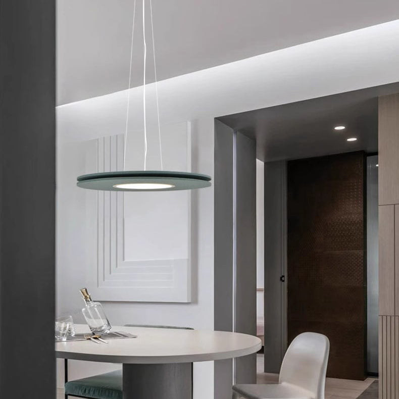 Contemporary Scandinavian Round Iron Felt LED Chandelier For Dining Room