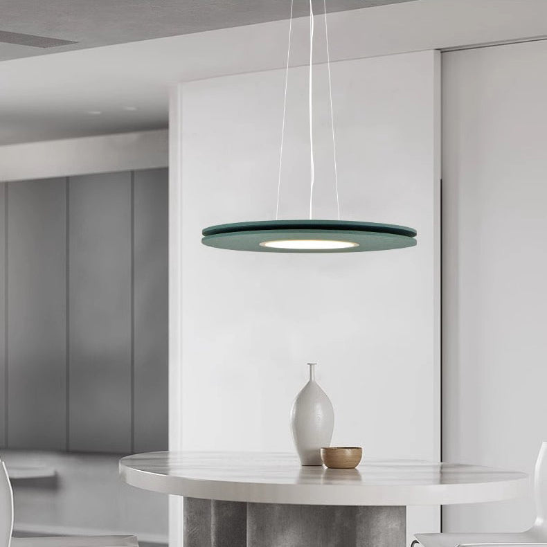 Contemporary Scandinavian Round Iron Felt LED Chandelier For Dining Room