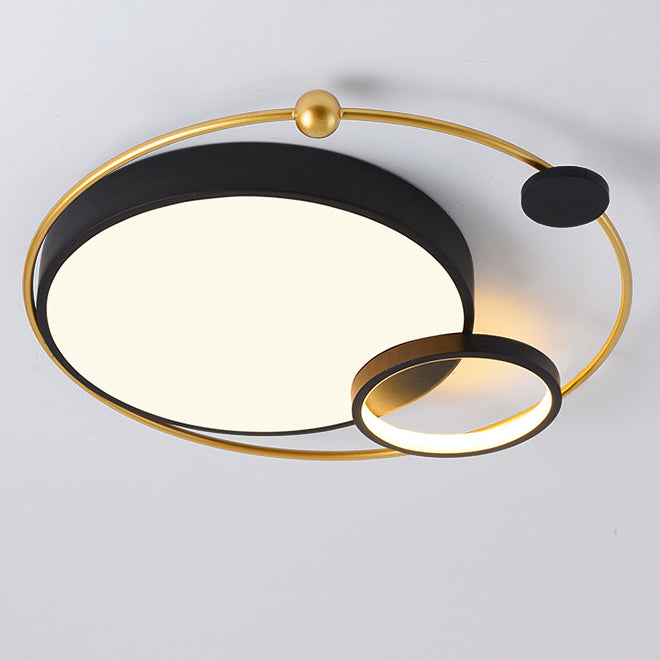 Contemporary Scandinavian Romantic Round Circle Dome Iron Acrylic LED Flush Mount Ceiling Light For Bedroom
