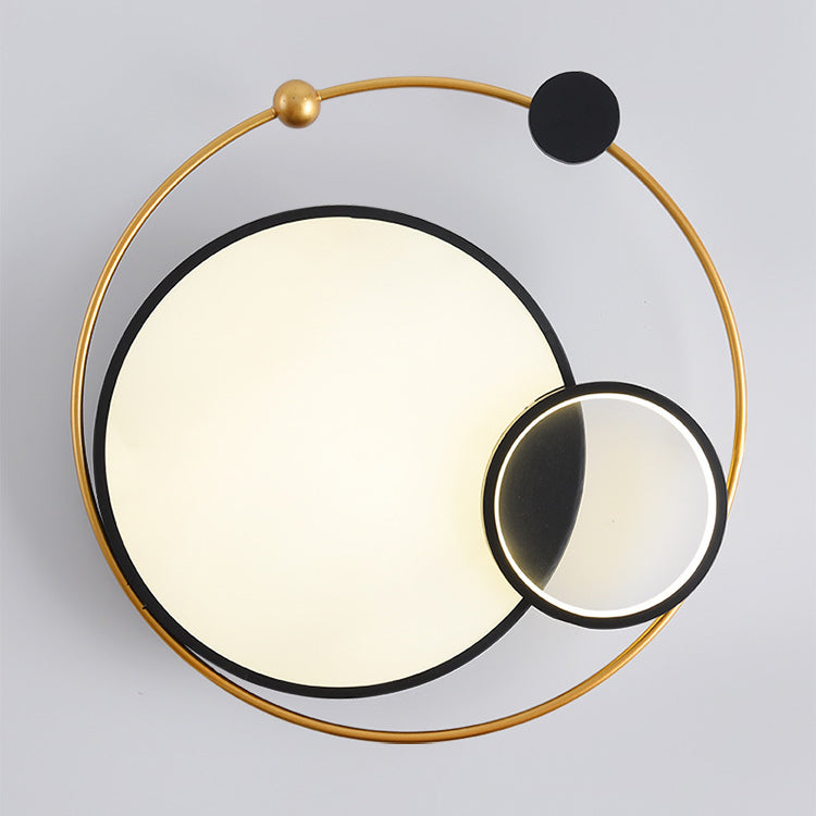Contemporary Scandinavian Romantic Round Circle Dome Iron Acrylic LED Flush Mount Ceiling Light For Bedroom