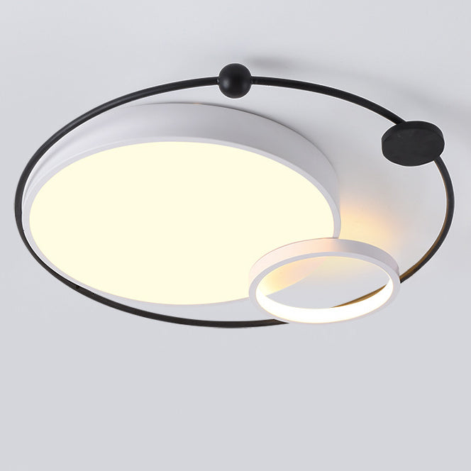 Contemporary Scandinavian Romantic Round Circle Dome Iron Acrylic LED Flush Mount Ceiling Light For Bedroom