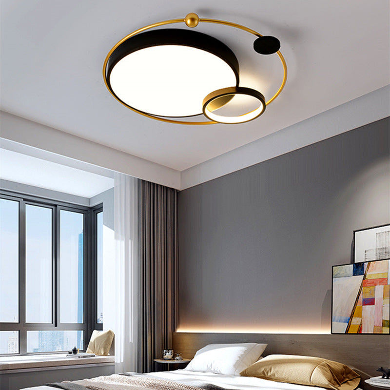 Zeitgenössische skandinavische romantische runde Kuppel aus Eisen und Acryl LED-Deckenleuchte für Schlafzimmer 