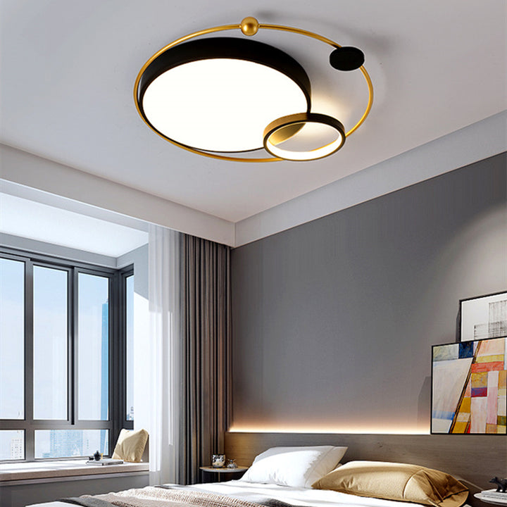 Zeitgenössische skandinavische romantische runde Kuppel aus Eisen und Acryl LED-Deckenleuchte für Schlafzimmer 
