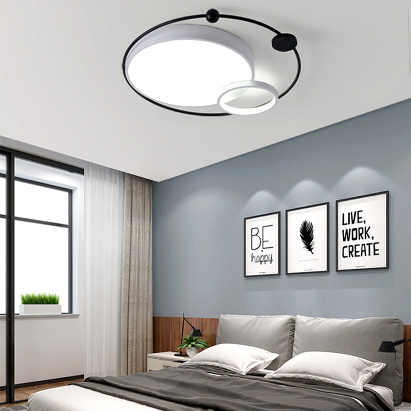 Zeitgenössische skandinavische romantische runde Kuppel aus Eisen und Acryl LED-Deckenleuchte für Schlafzimmer 