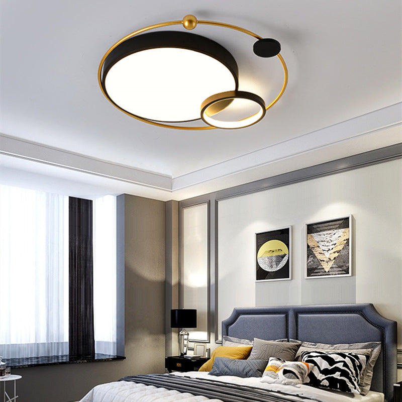 Zeitgenössische skandinavische romantische runde Kuppel aus Eisen und Acryl LED-Deckenleuchte für Schlafzimmer 