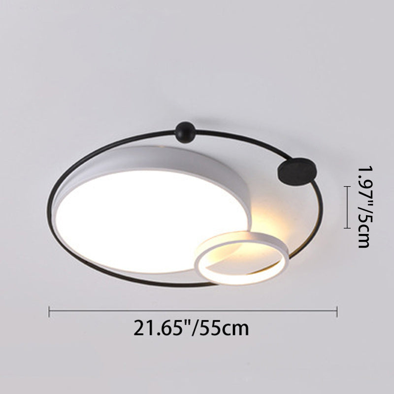 Contemporary Scandinavian Romantic Round Circle Dome Iron Acrylic LED Flush Mount Ceiling Light For Bedroom