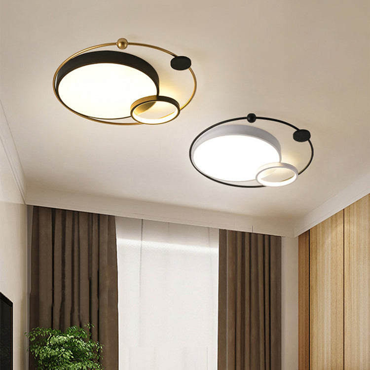 Contemporary Scandinavian Romantic Round Circle Dome Iron Acrylic LED Flush Mount Ceiling Light For Bedroom