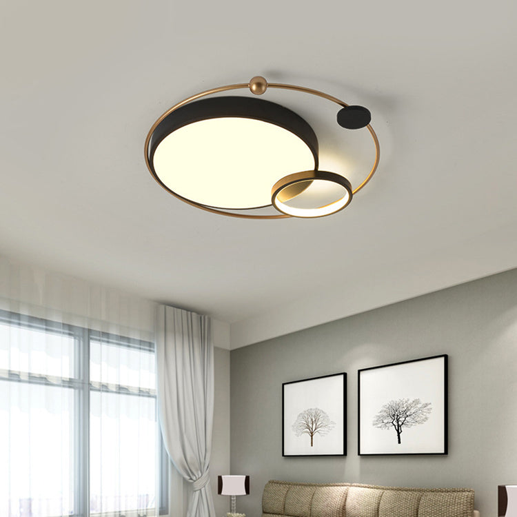 Zeitgenössische skandinavische romantische runde Kuppel aus Eisen und Acryl LED-Deckenleuchte für Schlafzimmer 