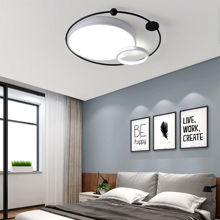 Contemporary Scandinavian Romantic Round Circle Dome Iron Acrylic LED Flush Mount Ceiling Light For Bedroom