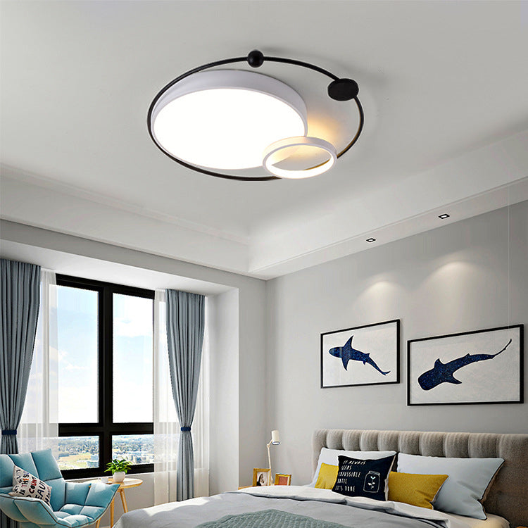 Zeitgenössische skandinavische romantische runde Kuppel aus Eisen und Acryl LED-Deckenleuchte für Schlafzimmer 