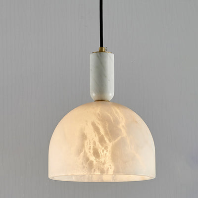 Moderne Mid-Century Runde Halbkreis Oval Kupfer Marmor 1-Licht Pendelleuchte Für Schlafzimmer 