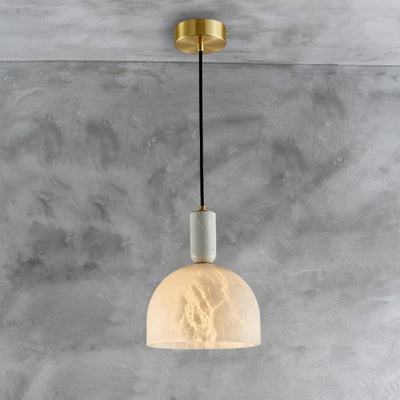Moderne Mid-Century Runde Halbkreis Oval Kupfer Marmor 1-Licht Pendelleuchte Für Schlafzimmer 