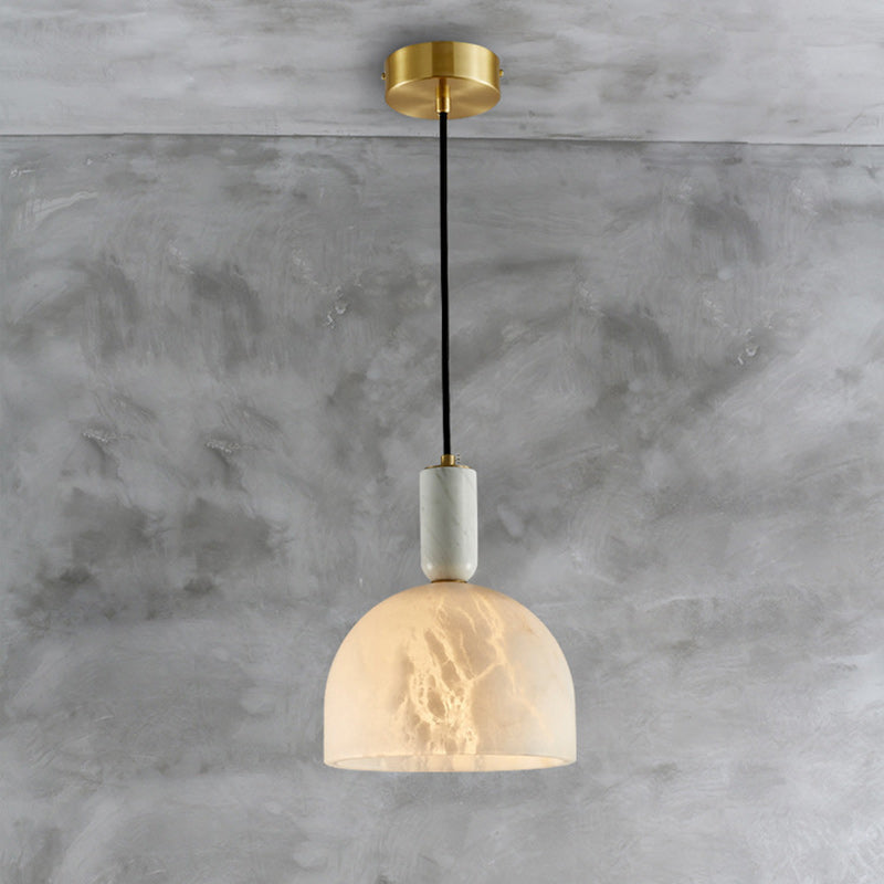 Moderne Mid-Century Runde Halbkreis Oval Kupfer Marmor 1-Licht Pendelleuchte Für Schlafzimmer 