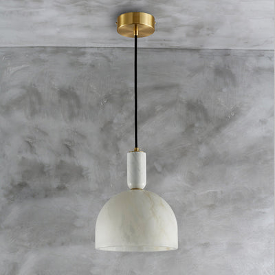 Moderne Mid-Century Runde Halbkreis Oval Kupfer Marmor 1-Licht Pendelleuchte Für Schlafzimmer 