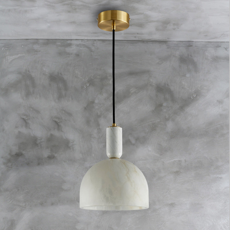 Moderne Mid-Century Runde Halbkreis Oval Kupfer Marmor 1-Licht Pendelleuchte Für Schlafzimmer 