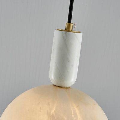 Moderne Mid-Century Runde Halbkreis Oval Kupfer Marmor 1-Licht Pendelleuchte Für Schlafzimmer 