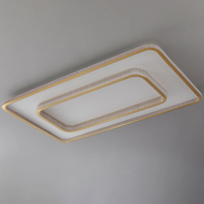 Modern Luxury Round Square Rectangle Copper Acrylic LED Flush Mount Ceiling Light For Bedroom