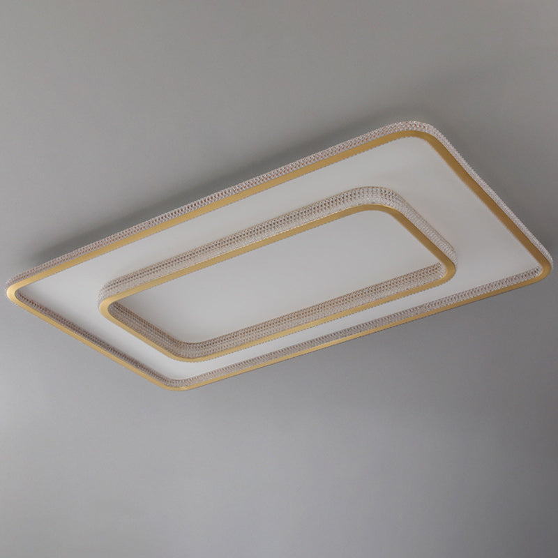 Modern Luxury Round Square Rectangle Copper Acrylic LED Flush Mount Ceiling Light For Bedroom