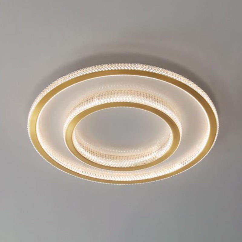 Modern Luxury Round Square Rectangle Copper Acrylic LED Flush Mount Ceiling Light For Bedroom