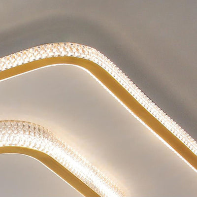 Modern Luxury Round Square Rectangle Copper Acrylic LED Flush Mount Ceiling Light For Bedroom