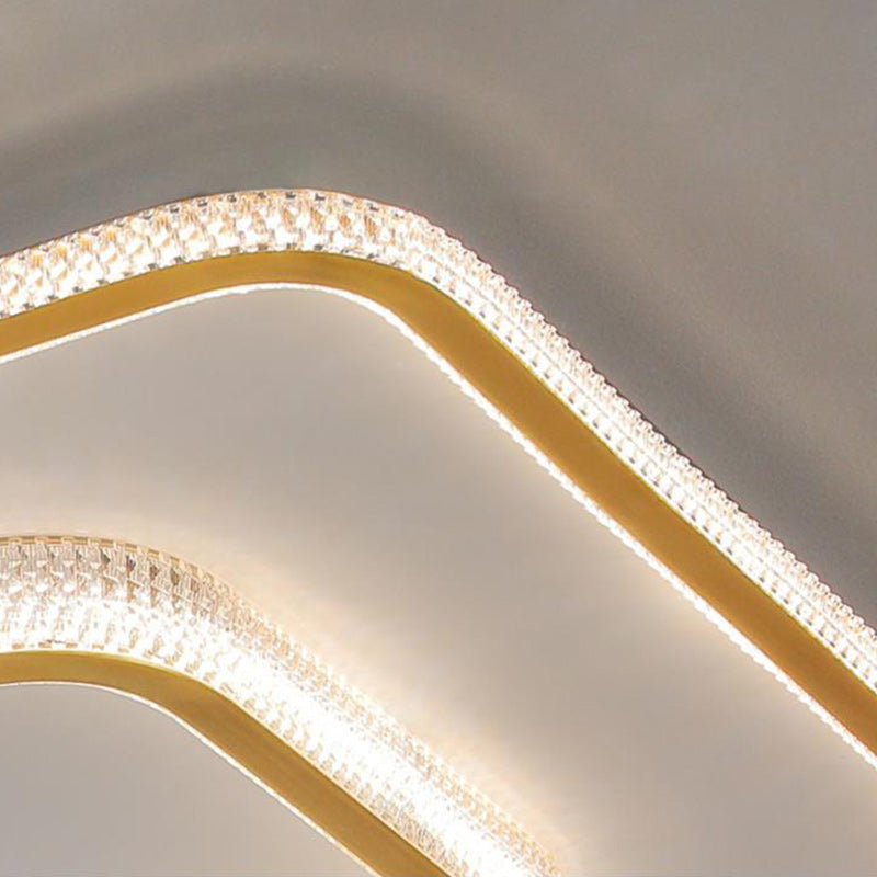 Modern Luxury Round Square Rectangle Copper Acrylic LED Flush Mount Ceiling Light For Bedroom
