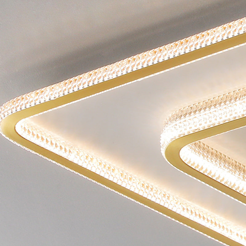 Modern Luxury Round Square Rectangle Copper Acrylic LED Flush Mount Ceiling Light For Bedroom