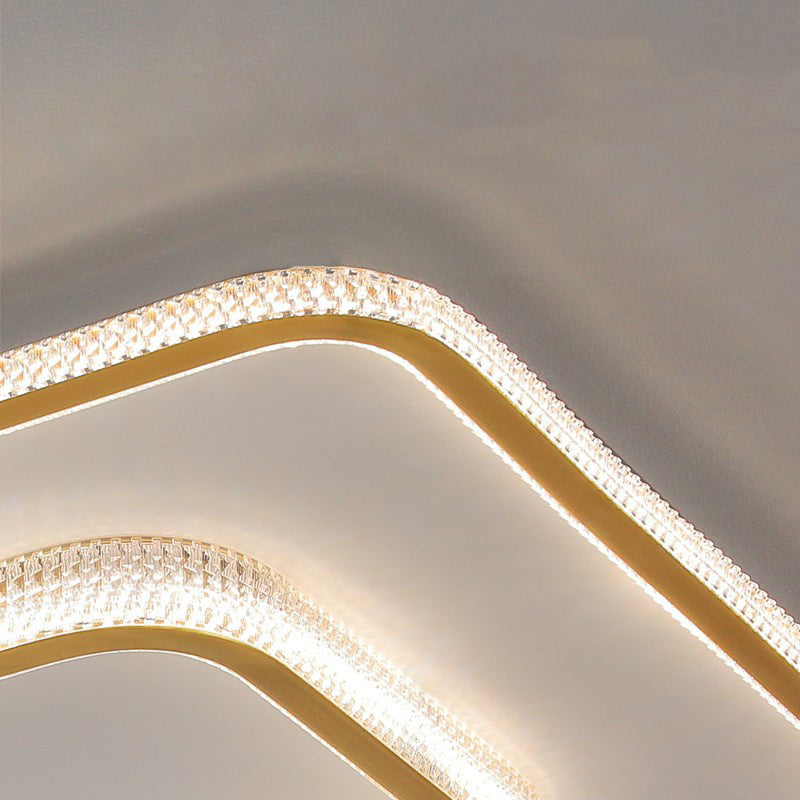 Modern Luxury Round Square Rectangle Copper Acrylic LED Flush Mount Ceiling Light For Bedroom