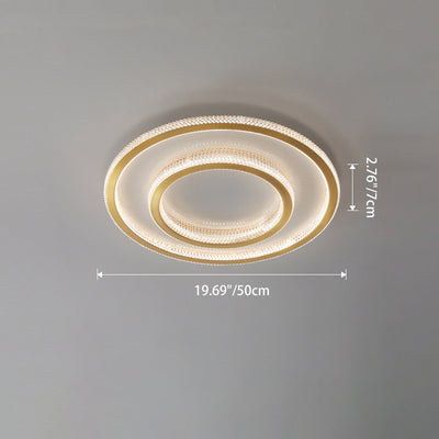 Modern Luxury Round Square Rectangle Copper Acrylic LED Flush Mount Ceiling Light For Bedroom