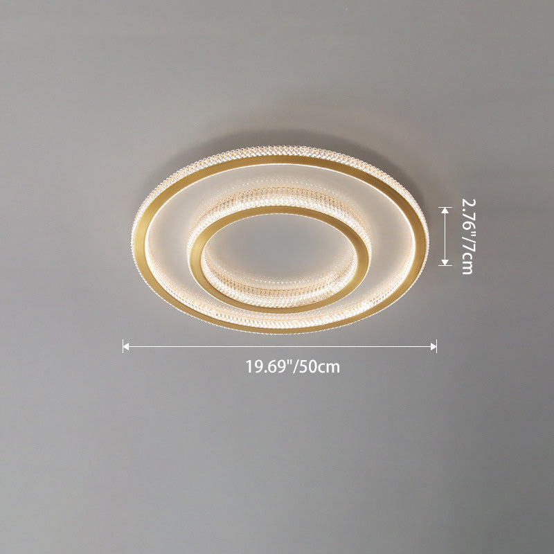 Modern Luxury Round Square Rectangle Copper Acrylic LED Flush Mount Ceiling Light For Bedroom
