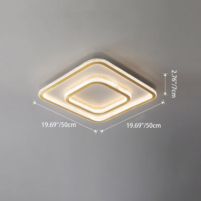 Modern Luxury Round Square Rectangle Copper Acrylic LED Flush Mount Ceiling Light For Bedroom